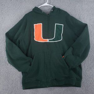 Champion University Of Miami Hoodie Size XL Green Solid Long Sleeve